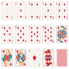 Vector Set of Diamond Suit Playing Cards
