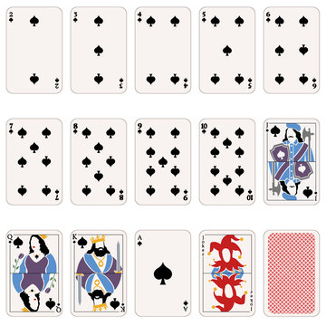 Vector Set of Spade Suit Playing Cards