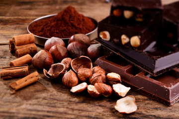 chocolate and ingredients - tilt shift effect photo
