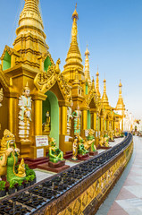 Myanmar, Yangon, the golden stupas of the Swedagon Pagoda.