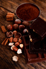 chocolate and ingredients - tilt shift effect photo