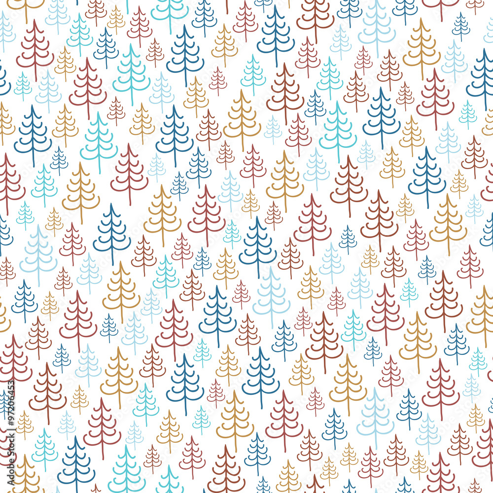 Poster seamless pattern with fir trees
