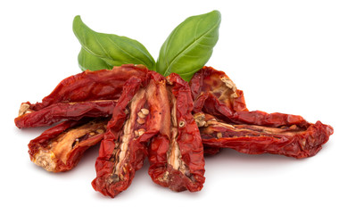 Dried tomatoes isolated on white background cutout