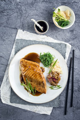 Salmon Teriyaki on Plate