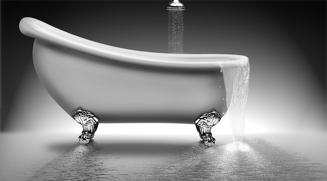 alte, nostalgische Badewanne aus Gu&szlig;eisen