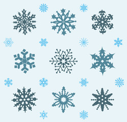 Fototapeta na wymiar Set of snowflakes icons.