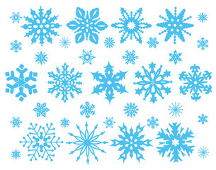 Fototapeta na wymiar Set of blue snowflakes