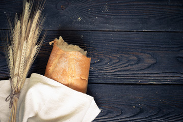French bread on the wooden table
