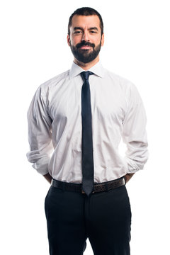 Businessman over white background