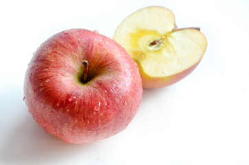 fresh Fuji apples on white background