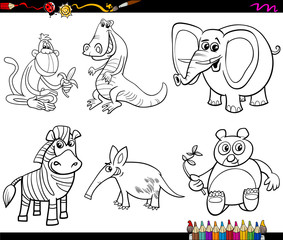 wild animals set coloring page