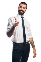 Businessman with thumb up