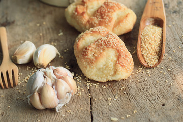 Bread garlic with sesame