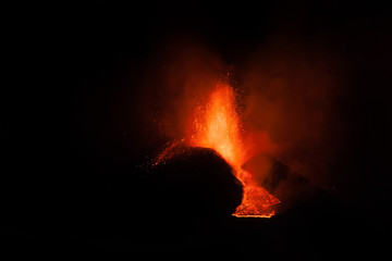Fototapeta na wymiar Mount Etna Eruption and lava flow