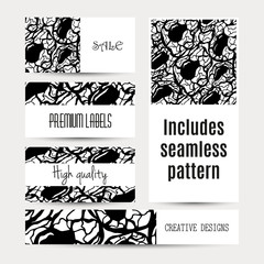 Abstract business cards set. INCLUDES SEAMLESS PATTERN