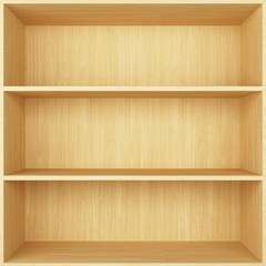 Blank wooden bookshelf