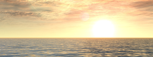 Fototapeta na wymiar Conceptual sea water and sunset sky banner