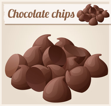 Semisweet chocolate chips. Detailed Vector Icon
