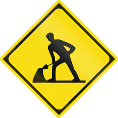 Japanese warning road sign - Road works