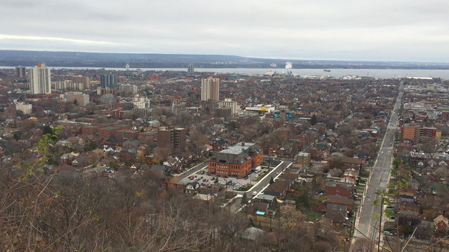 4K UltraHD A view over Hamilton, Ontario towards Lake Ontario