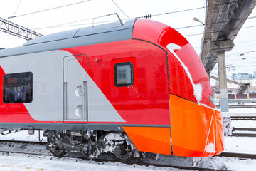 The new Russian high-speed train arrives at the railwal
