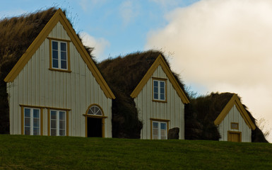 Fototapeta na wymiar 19th century turf houses at Glaumbaer farm, north Iceland