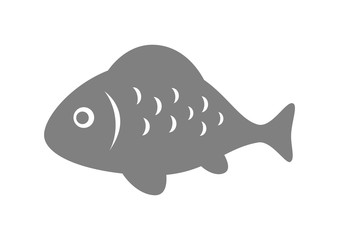 Grey fish icon on white background
