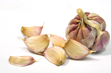 Garlic and Peppers seed on white background

