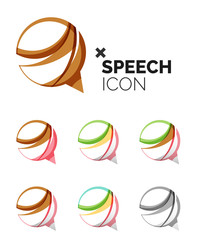 Set of abstract speech bubble and cloud icons, business logotype concepts, clean modern geometric design