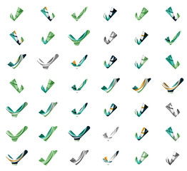 Set of abstract OK and tick icons, business logotype concepts, clean modern geometric design