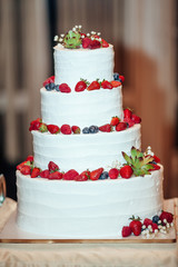 White Wedding Cake with fruits