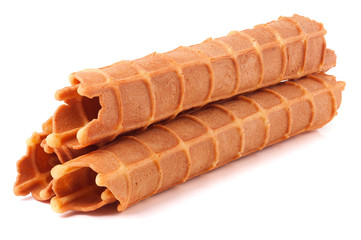 Homemade waffle isolated on white