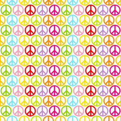 Retro Seamless Pattern Peace Symbol Color