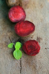 fresh beetroot mint leaves