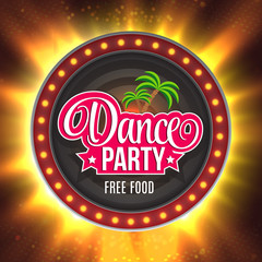 Dance Party Shining retro light banner.  Vector illustration EPS 10