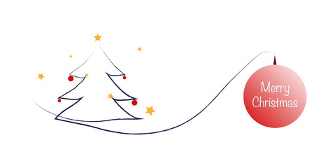 Line christmas tree post card