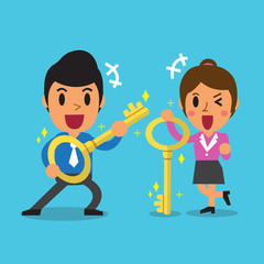 Cartoon business people with keys