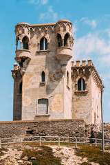 Ancient medieval Castle Tower in Tarifa, Andalusia Spain.