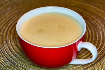 Red cup with coffee