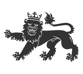 Naklejka premium Black Lion With Crown