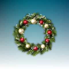 card with Christmas wreath