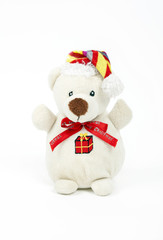 White christmas bear on white background