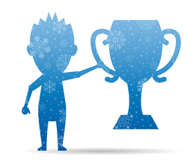 man world cup christmas icon with snow