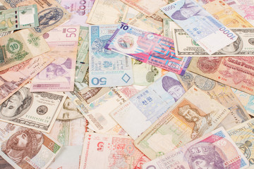 Fototapeta na wymiar Banknotes of from around the world