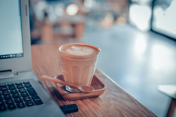 Laptop in coffee shop