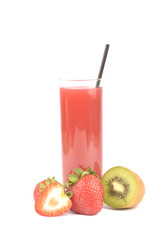 Fresh fruit juices on white