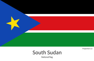 National flag of South Sudan with correct proportions, element, colors