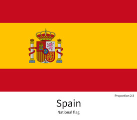 National flag of Spain with correct proportions, element, colors