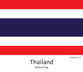 National flag of Thailand with correct proportions, element, colors