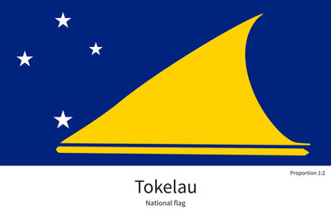 National flag of Tokelau with correct proportions, element, colors